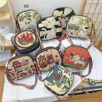 Nouveau sac à bandoulière pour femme, petit sac à double usage, motif d'éléphant brodé au fil d'or, style ethnique, mini sac à main tendance en toile