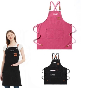 Vente chaude Tabliers en toile avec logo personnalisé Sangle réglable Facile à porter Uniforme Tablier pour homme et femme pour restaurant Noir Rose <span class=keywords><strong>Café</strong></span> - Product Image 1
