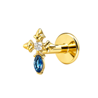 Anting-anting tusuk titanium lapis pelangi dengan potongan marquise zircon klasik Lotus, polesan tinggi, bagian belakang datar, hadiah perhiasan.