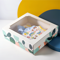 Emballage pour vêtements de bébé, sous-vêtements, petite boîte en papier personnalisée bon marché, boîte cadeau en papier avec couvercle transparent, boîtes d'emballage en carton