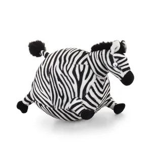 Bonecos de pelúcia zebra personalizados para crianças, brinquedos de pelúcia em forma de bola de PU de alta recuperação e animais