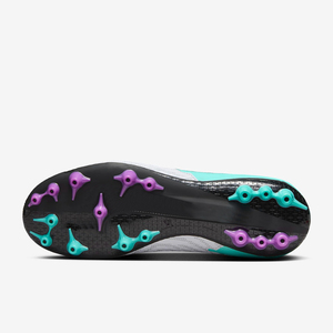 <b>Men</b> Low Top Knit Soccer Cleats <b>White</b> Green Purple Studs Professional Football Match Boots - Product Image 3