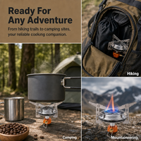 Réchaud de camping portable pliable à brûleur séparé, coupe-vent, mini, pour pique-nique en extérieur, vente en gros OEM