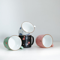 Mug au design unique, style Niche Ins, pour café et eau, mignon, en céramique pressée à la main, compatible lave-vaisselle et micro-ondes, mug de bureau pour couple, cerise