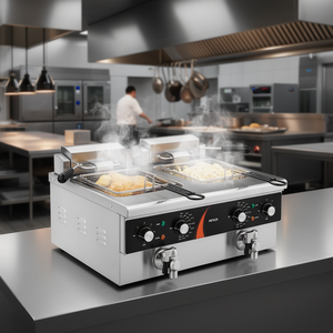 Friteuse électrique commerciale Vevor 3500W, double cuve 2x9Qt, en acier inoxydable, pour usage en restaurant - Product Image 2