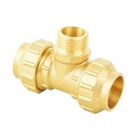 Raccord en T mâle à compression évasé forgé OMANS D12107 avec surface lisse, diamètre des trous de montage 1/2" 3/4" 1", garantie 5 ans
