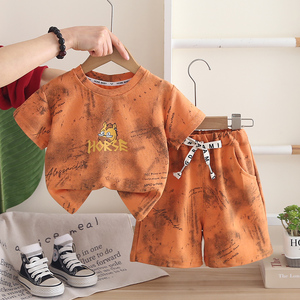 Ensemble T-<span class=keywords><strong>shirt</strong></span> en coton à imprimé dessin animé décontracté pour bébés garçons et short en jean déchiré - Vêtements pour enfants en gros - Product Image 3