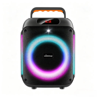 Altavoz Portátil con Bluetooth para Fiestas, Woofer Individual de 8 Pulgadas, Anillo de Luz RGB Colorido, Micrófono Inalámbrico LED Estéreo, para Jardín, Picnic, Aire Libre