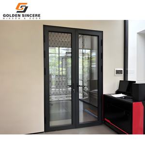 Pantalla de seguridad de perfil de aluminio de alta calidad GS Diseño de puerta Malla de acero inoxidable Puerta francesa de doble marco - Product Image 6