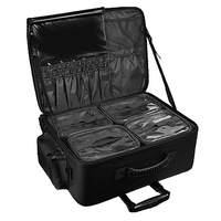 Valise à roulettes professionnelle de grande capacité pour le maquillage avec quatre pochettes amovibles, boîte à outils multifonctionnelle pour la beauté, le nail art, le tatouage