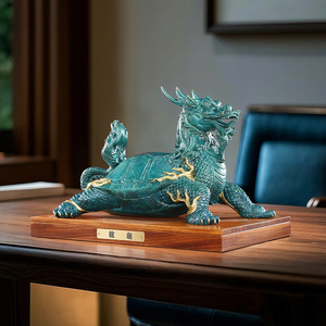 Adorno de Tortuga Dragón de Latón Copper World para el Hogar u Oficina, Regalo Artesanal Decorativo de Bronce - Product Image 1