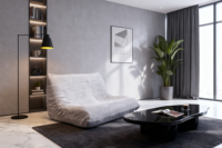 Canapé-lit inclinable pour deux personnes, rembourré en éponge, avec un design confortable pour le salon
