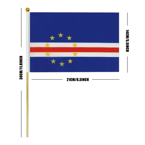 Bandera de <span class=keywords><strong>Cabo</strong></span> <span class=keywords><strong>Verde</strong></span> de 14*21cm con Asta de Madera, Impresión Digital en Poliéster, Venta al por Mayor, Países del Mundo - Product Image 2