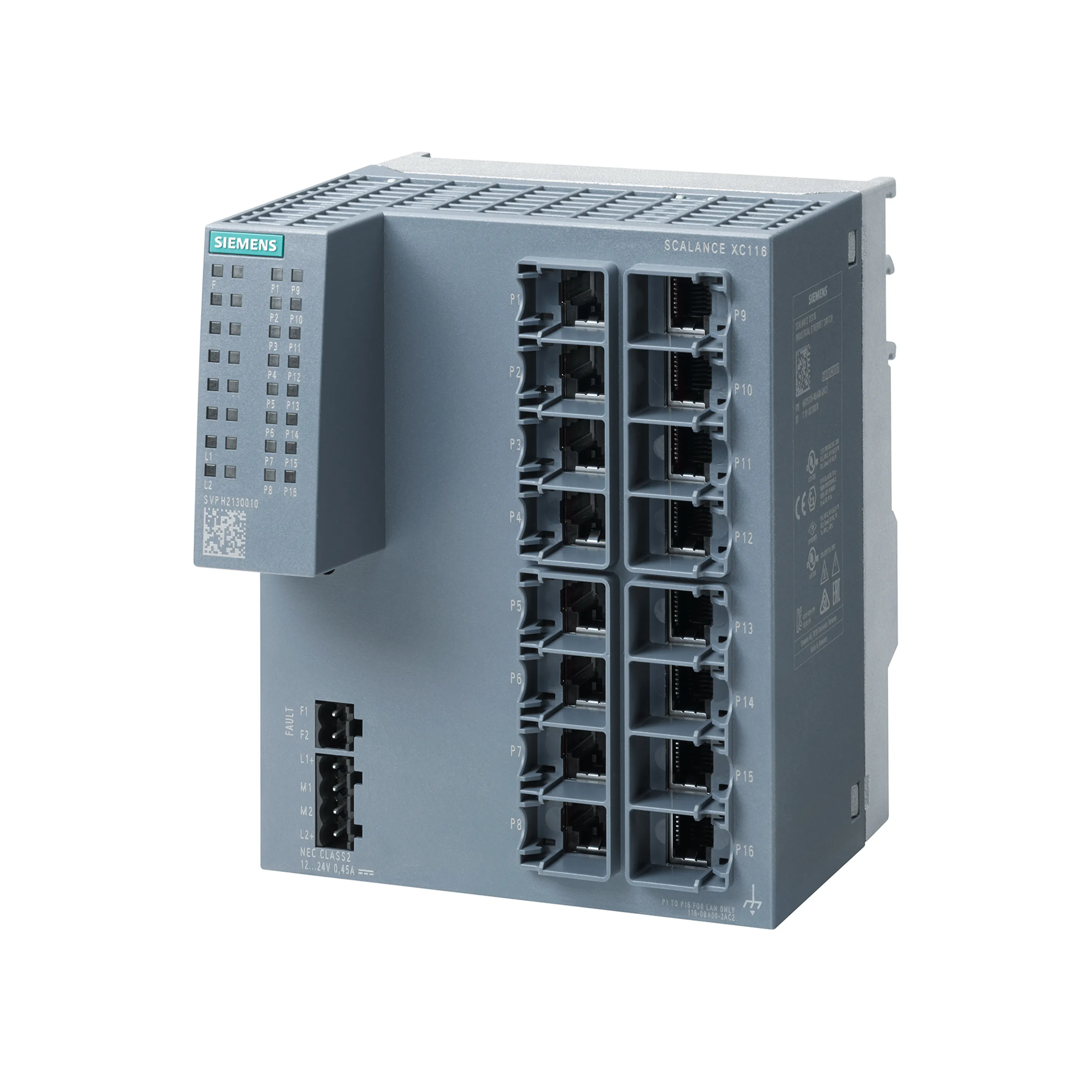 6GK5116-0BA00-2AC2 Siemens SCALANCE XC116アンマネージドIEスイッチ16 x 10/100 Mbit/s RJ45ポート6GK51160BA002AC2