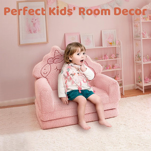 Canapé-lit en peluche pour enfants avec accoudoirs, tissu en mousse à haute élasticité, coussin doux pour enfants de 2 à 4 ans, lecture et jeux - Product Image 3