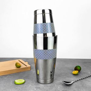 Shakers Boston personnalisés avec logo décoratif, 850/550 ml, en acier inoxydable 304, fond lesté, pour barman, mélange de boissons, cocktails - Product Image 1