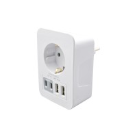 E-SUN 230V 16A EU-Standard Steckdosenadapter Konverter 1 AC-Ausgang Deutscher Stecker 2 USB-Anschlüsse 2 USB-C für Gewerbliche Nutzung PC-Material