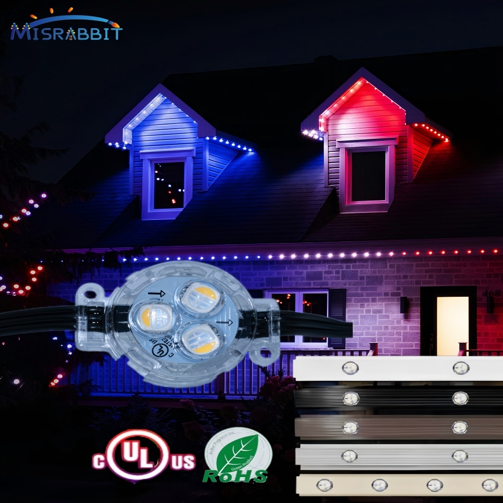 Permanent Outdoor RGBW Pixel Christmas Lights PVC Track IP67 Waterproof Point Lights
