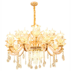 Lámpara de araña de cristal europea con múltiples cabezales, fuente de luz LED E27, forma redonda, iluminación para el hogar, para sala de estar y dormitorio - Product Image 4