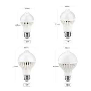 5w7w9w12w <span class=keywords><strong>LED</strong></span> PIR cảm biến chuyển động ánh sáng ban đêm tự động hồng ngoại tiết kiệm năng lượng bóng đèn 85V-265V E27 cho hành lang cầu thang chiếu sáng - Product Image 2