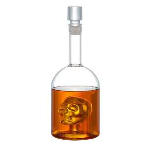 750ML Clear BPA-Free <strong>Skull</strong> <strong>Glass</strong> Liquor <strong>Bottle</strong> for Home Spirits Storage - Product Image 4