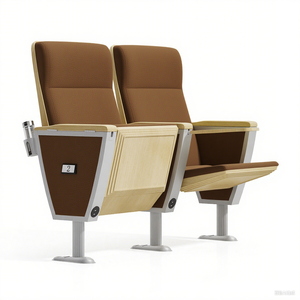 كرسي قاعة حديث مع لوح كتابة، مقعد قابل للطي من المعدن والقماش للمدارس والسينما، مصمم للكنائس والمسارح - Product Image 3