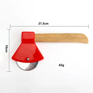 Axe Shaped Pizza Cutter Wheel Stainless Steel Pizza Knife With Bamboo Handle <b>Cookie</b> Cake Pastry <b>Cutting</b> Tool Kitchen Accessories - Product Image 6