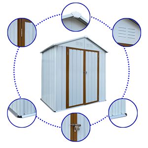Cobertizo de Jardín Ecológico DB 4x6 Pies Techo de Dos Aguas Blanco y Amarillo Cobertizos de Almacenamiento para Exteriores de Madera Acero y Aluminio de Fácil Montaje - Product Image 4