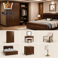 Ensemble de meubles de chambre d'hôtel de luxe, lit en bois moderne, table de chevet, armoire, suite pour projet d'hôtel 5 étoiles, design personnalisé