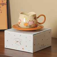 Ensemble tasse et soucoupe en céramique à motifs floraux et fruités, idéal pour la maison et les couples, pour la vaisselle quotidienne