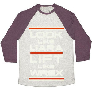 Look Like Liara Lift Like Wrex Camiseta de béisbol unisex de mezcla triple - Product Image 5