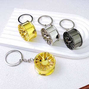 キーホルダーおもちゃゴールドカーホイールキーホルダーターボキーリングミニメタルBBSカーホイールハブリムキーリング3Dブラックメタルホイールキーチェーン - Product Image 5