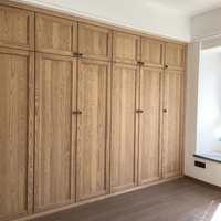 Armoire pleine hauteur personnalisable en chêne, design européen moderne, tiroirs intégrés, résistante à l'humidité, en bois naturel, pour appartement