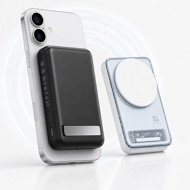 10000mAh Ultra-Slim Magnetic Power Bank Portable Charger 20W PD Fast Charging Wireless Battery Pack Transparent Power Bank