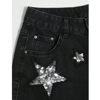 Shorts en jean Y2K personnalisés, délavés, avec sequins étoiles, broderie usée, jorts vintage, ourlet effiloché, jeans pour femmes