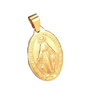 Moda mübarek paslanmaz çelik erkek kadın mucizevi madalya kutsal anne bakire mary kolye kolye katolik dini takı