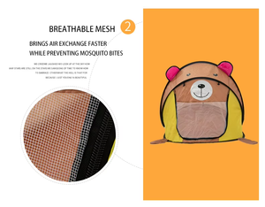 Carpa de Juego Infantil de Poliéster con Forma de Oso Vista, con Mosquitera, para Jugar en Interiores y Exteriores - Product Image 3