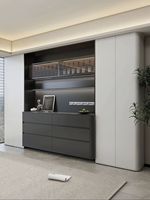 Buffet de rangement en bois massif à fermeture douce personnalisable, étagères réglables, grande capacité pour salle à manger moderne, bar à café à domicile