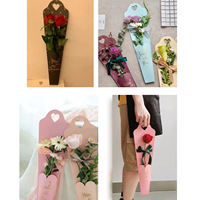 Boîte à fleurs unique personnalisée avec logo pour la Saint-Valentin, tendance mode, portable, impression couleur fixe, recyclée avec ruban