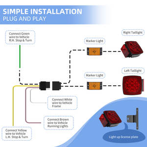 Kit de <span class=keywords><strong>feux</strong></span> de <span class=keywords><strong>remorque</strong></span> LED submersibles carrés 12V, rouge, feu stop, clignotant, DOT IP67 pour <span class=keywords><strong>bateau</strong></span>, camping-car, <span class=keywords><strong>remorque</strong></span> utilitaire - Product Image 4