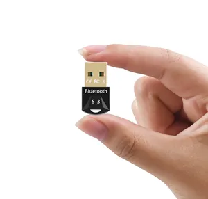 蓝牙USB 5.3适配器适用于PC免费驱动程序迷你尺寸蓝牙5.3蓝牙加密狗无线传输适配器