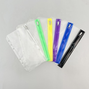12 개 바인더 포켓 a6 6 링 노트북 느슨한 잎 가방 pvc 파우치 문서 서류 정리 현금 봉투 용 멀티 컬러 지퍼 폴더 - Product Image 3