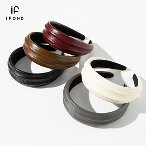 IFOND <span class=keywords><strong>Bandeau</strong></span> en cuir concave-convexe de haute qualité avec texture sensorielle pour femme, style européen et américain, élégant - Product Image 2