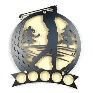 Soporte de decoración de pared No punzonado Colección metal pelota de golf Hanger Display