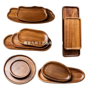 Acacia Wood <b>Tea</b> <b>Tray</b> Multi Functional Serving <b>Tray</b> For Kitchen Home Coffee Shop Fruit Platter Teacup Holder - Product Image 5