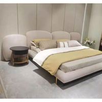 Ensemble de meubles de chambre à coucher multifonctionnel en bois de luxe moderne, lit trois pièces, taille king, comprenant une tête de lit, pour salon, hôtel
