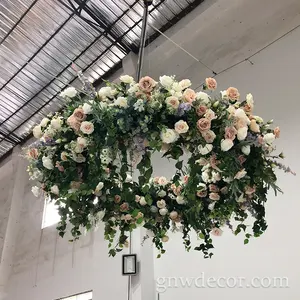 2023 새로운 디자인 인공 녹색 천장 결혼식 자연 배경 교수형 꽃 벽 장식 꽃 화환 장식을위한 결혼식