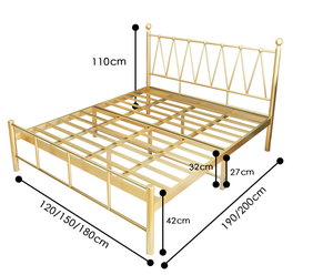 Steel <b>Single</b> Iron <b>Bed</b> Frame Foldable Metal Tier Coated Pipe <b>Bed</b> Frame Bedroom Dormitory Hotel School Home-Available King Double - Product Image 2