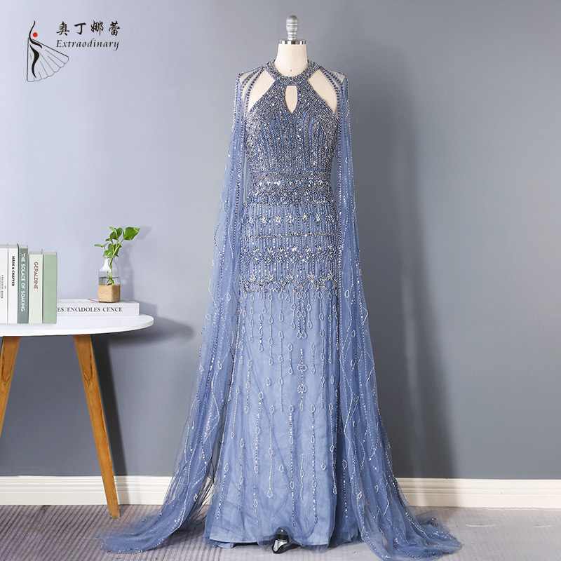 Luxury Woman Party Party Gowns High Neck Cape Sleeve Beading Backless Prom Evening Dress| Alibaba.com Luxury Woman Party Party Gowns High Neck Cape Sleeve Beading Backless Prom Evening Dress| Alibaba.com