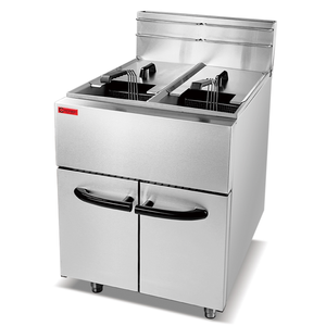 Friteuse professionnelle à gaz double bac avec contrôle de température - Friteuse à gaz sécurisée Campbon.ZH-4GF-2 - Product Image 1
